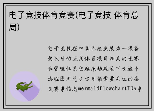 电子竞技体育竞赛(电子竞技 体育总局)